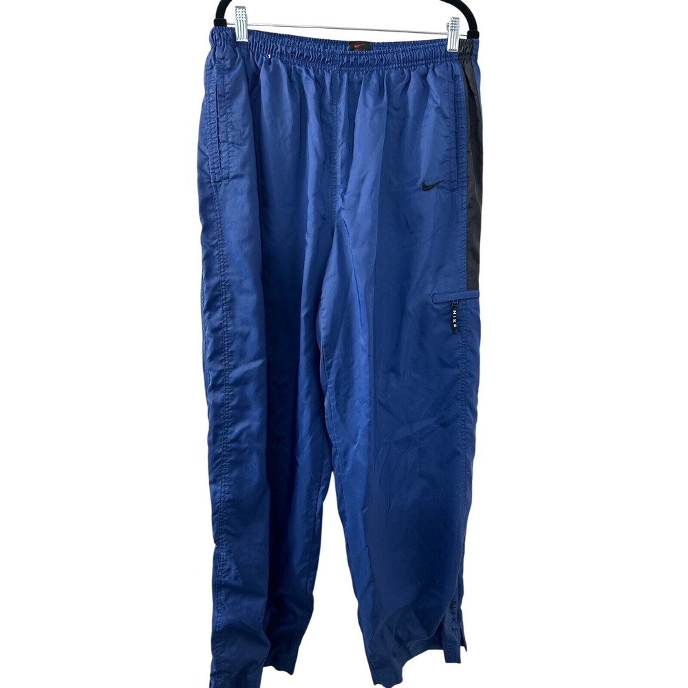 Nike Blue Nylon Track Pants XL Royal Side Stripe Cargo Pocket Gorpcore Retro